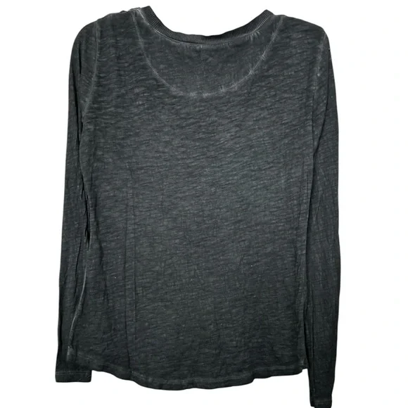 Free People Tiger Eyes Heathered Black Sequin Placket Henley tee - Picture 4 of 6